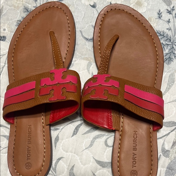 Tory Burch Brown and Pink Slide Sandals - Picture 6 of 6